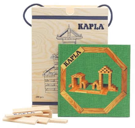 KAPLA Holzbaukasten 280 Steine in Holzkiste mit Kunstbuch - 3 - Konstruktionsspiel, Bausteine & Holzspielzeug, ab 2 Jahren…