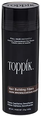 Toppik Haarfasern zur Haarverdichtung, Ansatzpuder und Streuhaar für Haarausfall und sofort volleres Haar, kaschiert lichte Stellen, natürlicher Look, einfach anzuwenden, Dunkelbraun, 27.5g