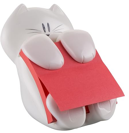 Post-it Dispenser Z-Notes CAT, Dispenser mit 1 Block Super Sticky Z-Notes, 90 Blatt pro Block, 76 mm x 76 mm, Farbe: Pink - Für eine unkomplizierte Einhand-Notizausgabe auf deinem Schreibtisch