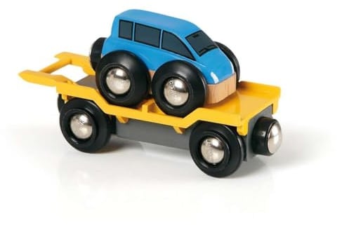 BRIO World Autotransporter mit Rampe aus Holz, Gelb/Blau, ab 3 Jahren