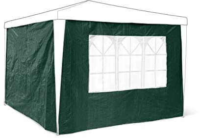Relaxdays Pavillon-Seitenteile 2-er Set für 3 x 3 m Pavillons Seitenwand mit Fenster für Gartenpavillon und Faltpavillon 2 Teile mit Klettverschluss als Windschutz und Sichtschutz für Partyzelt, grün