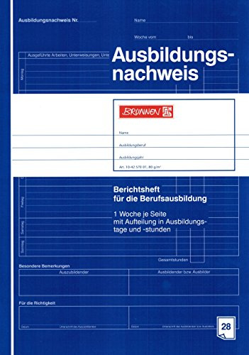 Ausbildungsnachweis/Berichtsheft BRUNNEN 28 Blatt / A4 (Berufsschule) blau