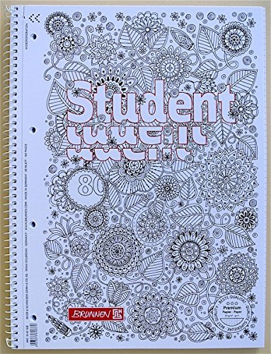BRUNNEN Collegeblock A4 - KARIERT - Zen-Art - 80 Blatt mit Rand, 90g/m² - inkl. Zen-Art Bild (10-67428) (10er Pack)