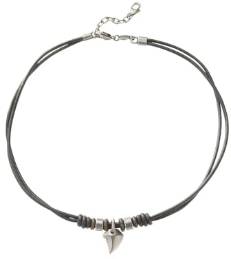 Fossil Herren-Kette Natural Surfer Edelstahl Leder Schwarz 42-47 cm JF85832040