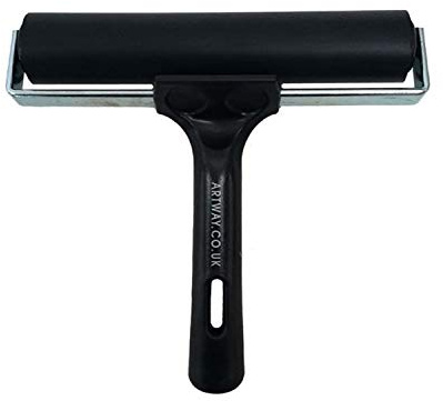 Artway - Linolwalze aus Hartgummi - für Linoldruck und Blockdruck - schwarzer Griff - 15 cm - 1 Stück, Schwarz