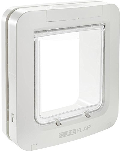 SureFlap Sure Petcare Mikrochip-Haustierklappe mit Sperrmodus, kompatibel mit RFID-Halsbändern und Mikrochips, EIN-Knopf-Steuerung, für Katzen und kleine Hunde, 4 x C-Batterien erforderlich, weiß