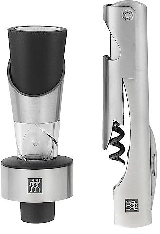 ZWILLING Sommelier Geschenk-Set 2-teilig, mit Weinausgießer und Kellnermesser, rostfreier Edelstahl, Silber