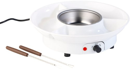 Rosenstein & Söhne Schokofondue: Elektrisches Schokoladen-Fondue für 2 Personen, 15 Watt (Schokofondue elektrisch, Schokoladenfondue Set elektrisch, Schal)