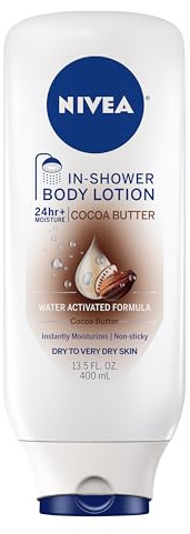 NIVEA Cocoa Butter In-Shower Body Lotion - Non-Sticky For Dry to Very Dry Skin - 13.5 oz. Bottle