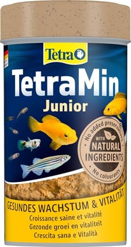 TetraMin Junior - Fischfutter in Form von kleinen Flocken für heranwachsende Jungfische ab 1cm Länge, spezielles Wachstumsfutter, 100 ml Dose