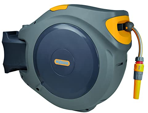 HOZELOCK - Wandschlauchbox Auto Reel 40 M: Automatische Aufrollung. Einfache Installation. Inkl. Schlauchspritze, Anschlüsse, 40 m Hozelock-Schlauch und Befestigung - 5 Jahre Garantie* [2595R0000]