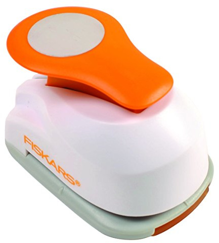 Fiskars Motiv-Hebelstanzer, Kreis, Ø 2,5 cm, Für Links- und Rechtshänder | Qualitäts-Stahl/Kunststoff, Weiß/Orange, Lever Punch, M, 1004748