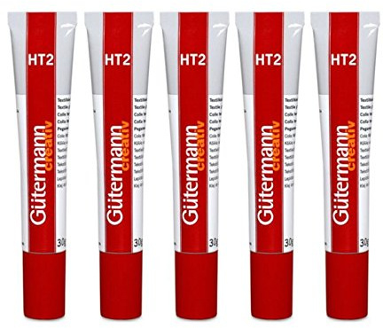 5 Tuben HT2 Kleber von Gütermann Textilkleber, Allzweckkleber für Haushalt und Hobby. 30g pro Tube