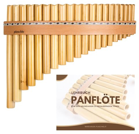 Plaschke Panflöte 20 Rohre in C-Dur – Premium-Set inkl. Lehrbuch – Handarbeit aus Italien – Großer Tonumfang – Für Fortgeschrittene & Musikschüler