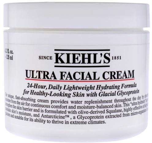 KIEHL'S Ultra Facial Cream, leichte Gesichtscreme mit Squalan und Glykoprotein für einen vitalen Teint, 72 h Feuchtigkeitspflege, Tagescreme für trockene und empfindliche Haut