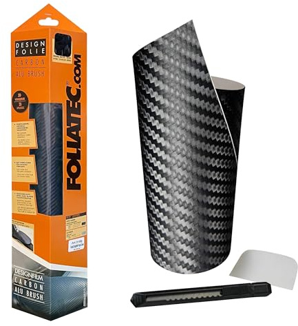 FOLIATEC Cockpit Designfolie Ultra Carbon Folie für Auto Cockpit Fahrzeuginnenraum Außenspiegel Zierleisten, schwarz strukturiert, 50 x 50 cm