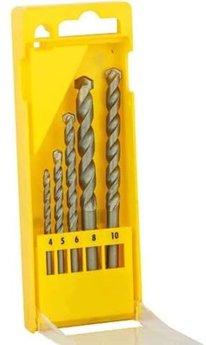 DEWALT Steinbohrer-Set DT6952 (5-teiliges Set in Kunststoffkassette - Ø 4, 5, 6, 8, 10 mm, geeignet für den Einsatz in Beton, Mauerwerk, Natur- und Kunststein, Ziegel)
