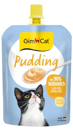 GimCat Pudding mit Calcium - Katzensnack aus echter laktosereduzierter Vollmilch für gesunde Knochen - 1 Beutel (1 x 150 g)