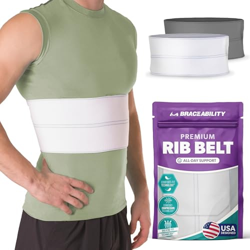 BraceAbility Brustgurt für gebrochene Rippen, elastisch, für rissige, gebrochene oder ausgekugelte Rippen, Schutz, Kompression und Unterstützung (männlich – passend für 61-152,4 cm Brustumfang)