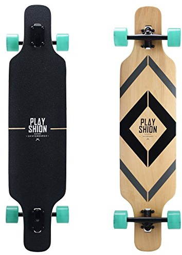 PLAYSHION Longboard 39 Zoll, mit ABEC-9 Kugellagern, Drop-Through Freeride Skateboards Cruiser