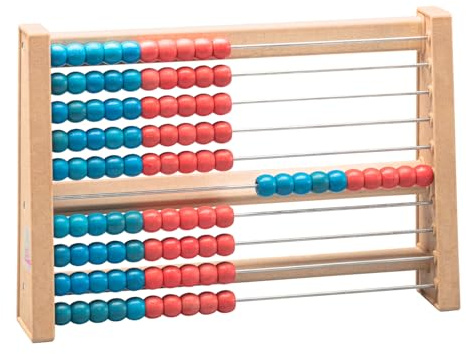 WISSNER® Aktiver Lern-Rechenschieber - Robustes RE-Wood®-Holzdesign für Grundschulkinder, Spielend Rechnen Lernen bis 100, 25x17x4,5 cm, Rechenrahmen für Schulkinder
