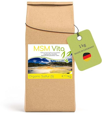 Cellavita – Organischer Schwefel MSM Vita Pulver hochdosiert & 99,9% rein - Reines Methylsulfonylmethan Pulverform 1kg im Beutel – MSM-Pulver zusatzstoff- & konservierungsmittelfrei – Made in Germany