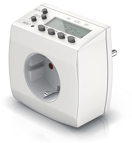 Digitale Zeitschaltuhr, Weekly Digital Timer, minutengenau, LCD-Display, 3680W, 8 konfigurierbare Schaltprogramme Wochen- Tages- und Minutenprogramm