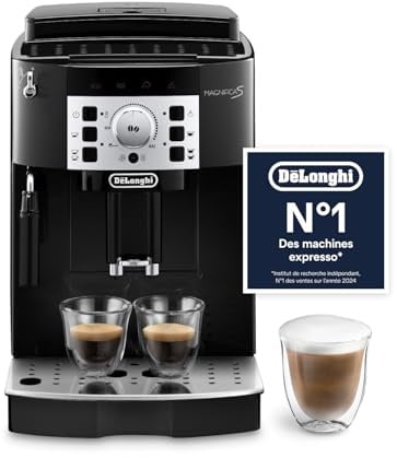 De’Longhi Magnifica S - Perfetto Kaffeevollautomat mit klassischem Milchaufschäumer, Espresso- und Cappuccino Kaffeemaschine, Bedienfeld mit Tasten, Schwarz (ECAM22.110.B)
