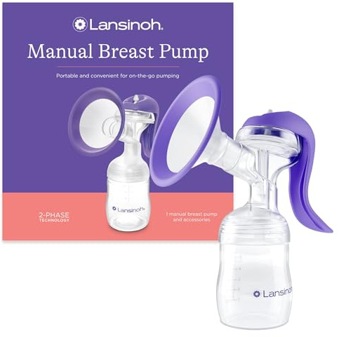 Lansinoh Handmilchpumpe - manuelle Milchpumpe für sanftes und effektives Abpumpen