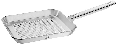 ZWILLING Plus Grillpfanne unbeschichtet,24 cm, Quadratisch, für alle Herdarten, Edelstahl,Silber