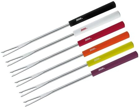 Spring 2690260606 Fleischfondue-Gabeln Basic bunt 6 Stück, Edelstahl, silber, 1,8 x 12 x 27 cm