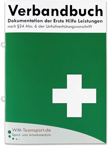 Verbandbuch Erste Hilfe - Heraustrennbare Seiten nach DSGVO/DGUV 204-021 / § 24 Abs. 6 der Unfallverhütungsvorschrift Verbandsbuch/Meldeblock