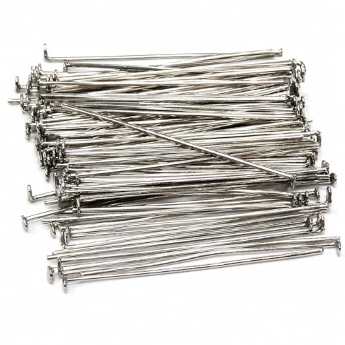Perlin Kettelstifte 50 mm x 0,7 mm 250 Stück Antik Silber Nietstifte Kopfstifte Perlenstifte Schmuckzubehör DIY Basteln