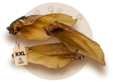 Warnick's Hundesnack Premium Rinderohren mit Muschel XXL - 50 Stück | XXL Rinderohren mit Muschel - Fettarm, proteinreich & luftgetrocknet - Ohne Zusätze - Zahnpflege & Kauspaß für Hunde