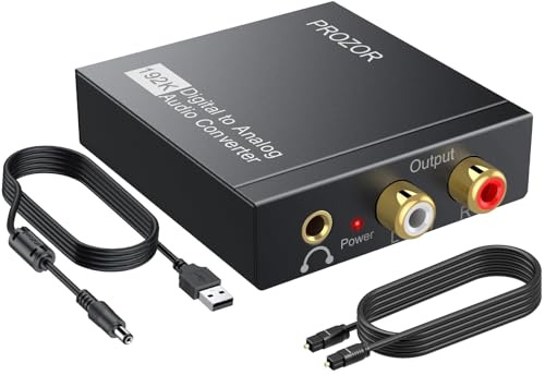 PROZOR Da Wandler Optisch auf Cinch Audio Adapter Toslink auf Klinke Aux Digital zu Analog Optisches Audiokabel Adapter Optical auf Klinke 3,5mm Cinch RCA für Digital Audio TV Blu-Ray HD DVD
