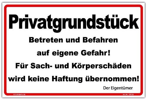 Schild Privatgrundstück Betreten und Befahren Hinweisschild 300x200mm stabile Aluminiumverbundplatte 3mm stark