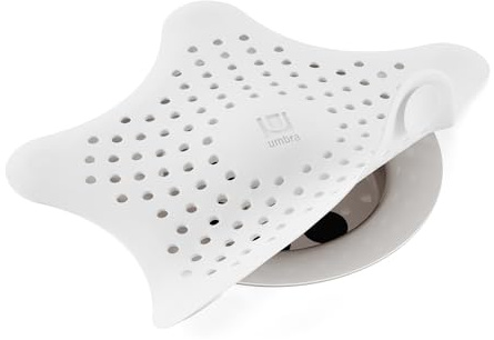 Umbra Starfish Haarfänger, lustige Abflussabdeckung, passend für die meisten Standard-Wannen- und Duschabflüsse, 15 cm Durchmesser, Weiss