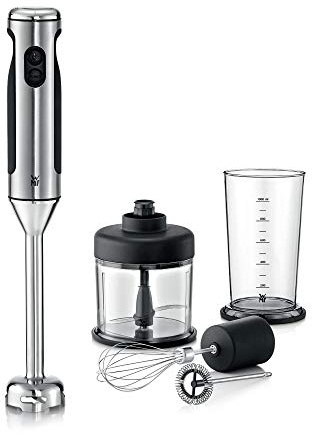 WMF Lineo Stabmixer Set 5-teilig, Pürierstab, Schneebesen, Milchaufschäumer, Zerkleinerer, 700 Watt, Zauberstab inkl. 1l-Mixbehälter, edelstahl matt