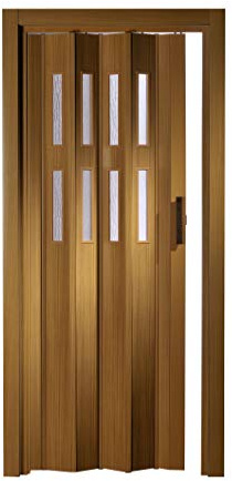 Falttür-Kunststoff Luciana Buche mit 2 Fenster 88,5x202 cm doppelwandig