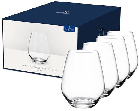 Villeroy & Boch - Ovid Wasserglas-Set 4 teilig 420 ml, Spülmaschinenfest, Wassergläser, Gläser Set, Besondere Trinkgläser, Gläser für Wasser, Saftgläser, Kristallglas