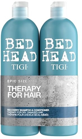 Bed Head by TIGI | Recovery Shampoo und Conditioner Set | Professionelle Haarpflege, bestehend aus Feuchtigkeitsshampoo und Conditioner | Für trockenes und strapaziertes Haar | 2 x 750 ml