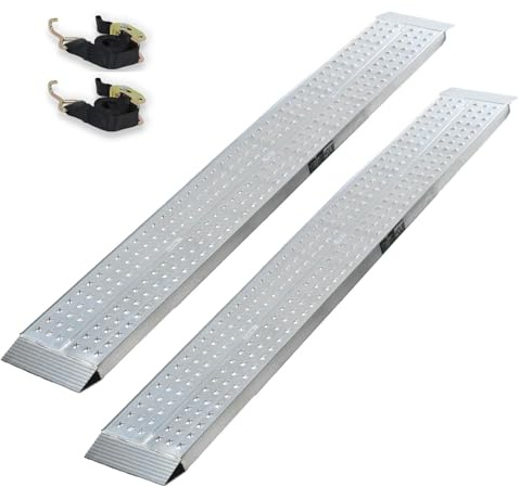 TRUTZHOLM 2 x Auffahrrampen 200 x 28 cm 540 kg als Paar 270 kg Stück Alu gelocht starr grau Verladerampen Motorradrampen