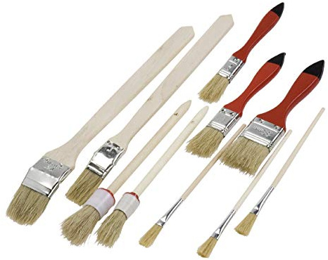 kwb 10-teiliges Pinsel-Set für Malerarbeiten - Lackier-Pinsel, Lasur-Pinsel - Für Holz, Metall, Stein und mehr