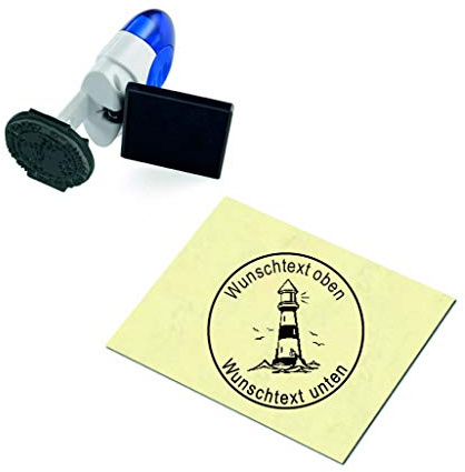 Geocachingstempel Leuchtturm - mit persönlichem Namen - Ø 24 mm - 3 Farben