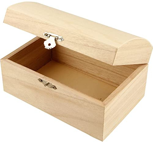 Create Crafts 575440 Creativ Schatztruhe aus Holz mit gebogenem Deckel und Metallverschluss, braun, 16,5 x 11 x 8,55