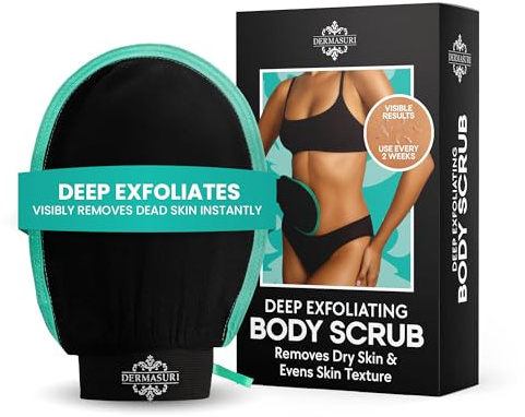 Dermasuri Tiefenpeeling-Handschuh – Polierender Körperpeeling-Handschuh & Bräunungsentferner – Koreanischer Peelinghandschuh & Hautreiniger für Frauen & Männer – Peeling Keratosis Pilaris – 1 Stück