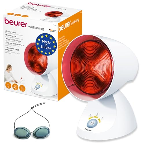 Beurer IL 35 Infrarotlampe, wohltuendes und wärmendes Infrarotlicht mit 3-stufigem Timer, 5 Neigungswinkeln, Lockerung von Muskeln und Linderung von Verspannungen, 1 Stück , Weiß