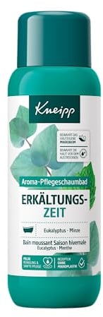 Kneipp Aroma-Pflegeschaumbad Erkältungszeit - Badezusatz mit natürlichen ätherischen Ölen aus Eukalyptus & Minze - sanfte Hautpflege - aromakologische Wirkung für ein besseres Wohlbefinden - 400ml