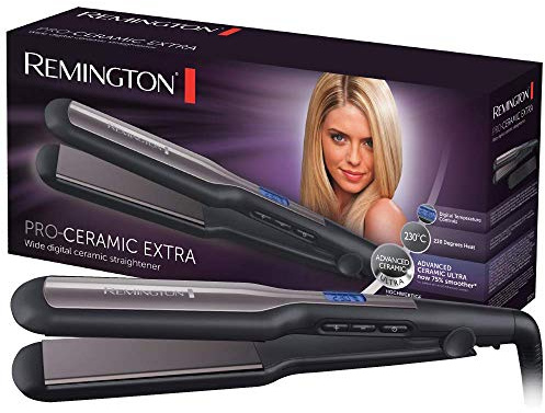 Remington Glätteisen breit Pro-Ceramic Extra (extra breite 45mm Stylingplatten -speziell für dickes, krauses, lockiges und sehr langes Haar) LCD-Display, 150-230°C, Haarglätter S5525