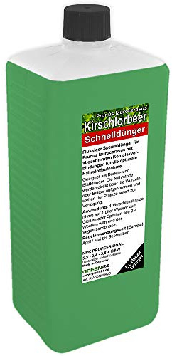 Kirschlorbeer Dünger XL Profi Linie 1 Ltr. zum düngen von vielen Prunus laurocerasus Pflanzen, HIGHTECH Flüssigdünger für Lorbeer Hecken und Kübel